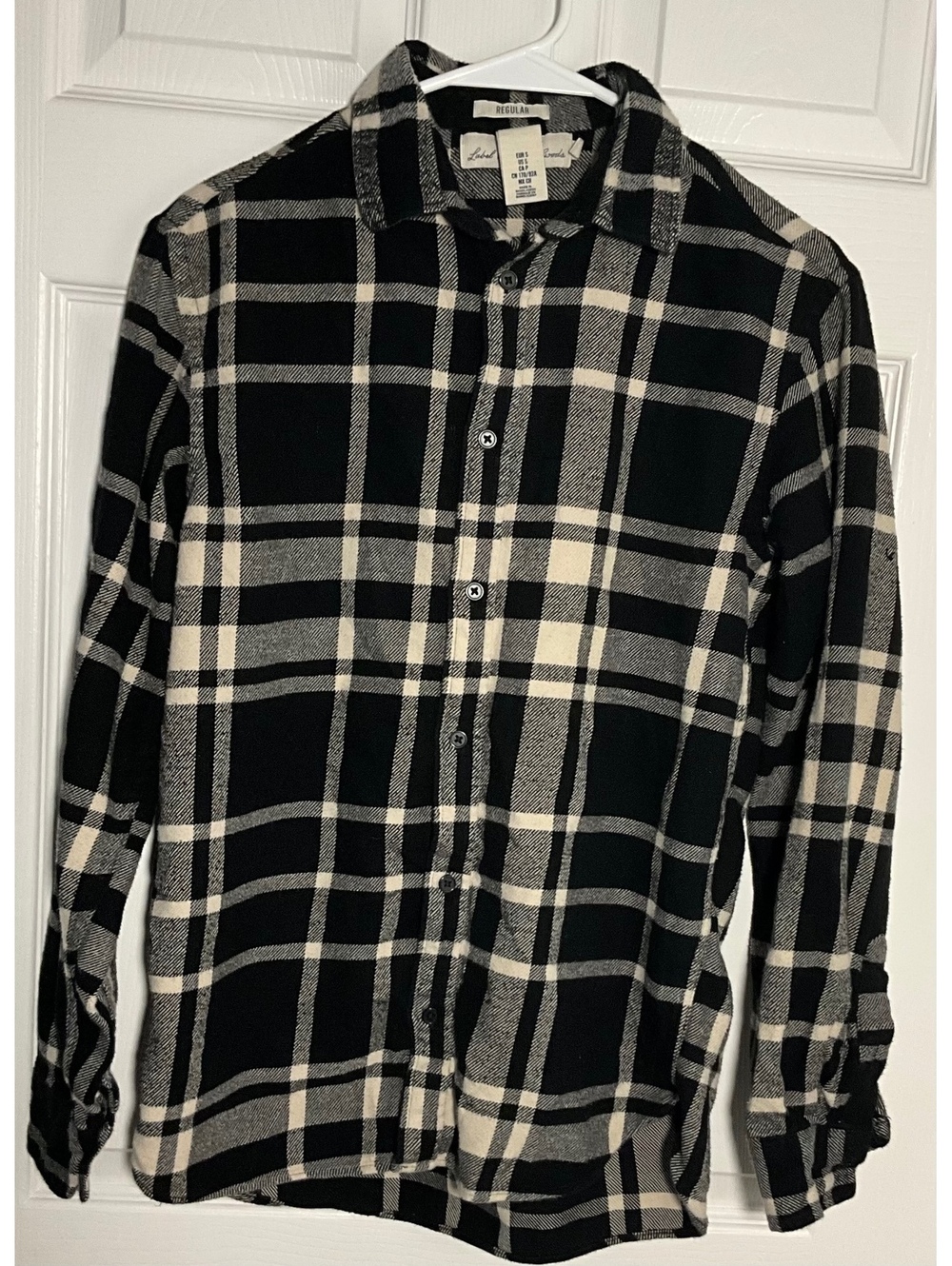 H&M Black and White Plaid Button-Up Shirt, Size S